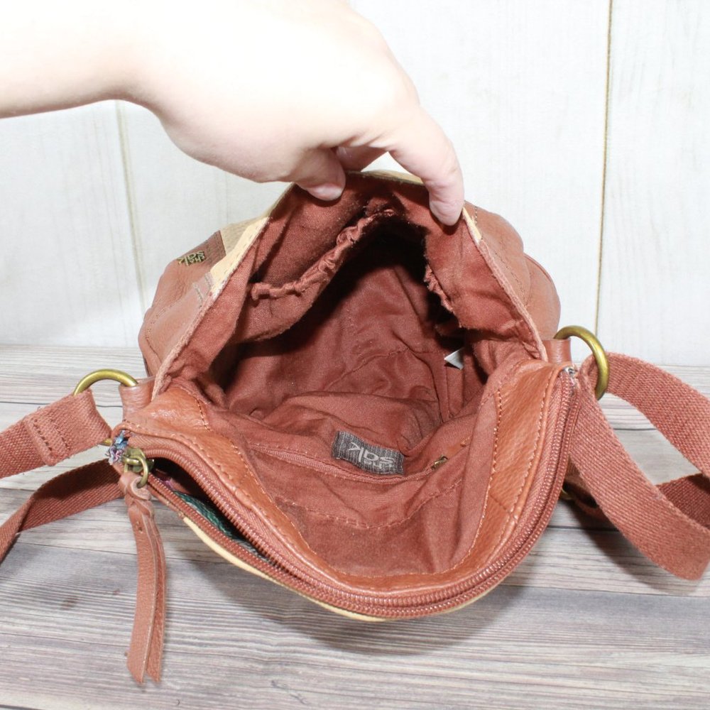 The Sak Brown Colorblock Snakeskin Leather Slouch Boho Crossbody Shoulder Bag - Picture 8 of 12
